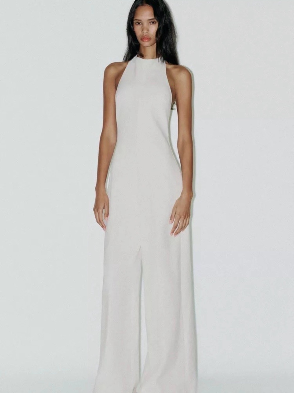 Zara Halter Wide-Leg Jumpsuit in White